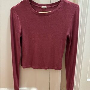 Garage Ribbed Long Sleeve Top - Deep Red
